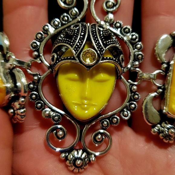 **Sale** New Goddess Face Citrine & Pearl 925 Silver Bracelet. - Picture 5 of 7